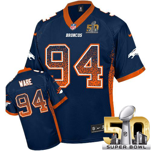 Nike Broncos #94 DeMarcus Ware Navy Blue Alternate Super Bowl 50 Men's Stitched NFL Elite Drift Fashion Jersey